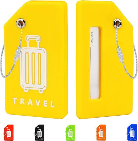 Silicone Luggage Tags, 6 Pack Teskyer Premium Luggage Tags with Name ID Card, Privacy Protection Travel Bag Tag Labels with Stainless Steel Loop, Travel Accessories for Suitcases in Saudi Arabia