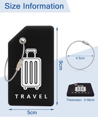 Silicone Luggage Tags, 6 Pack Teskyer Premium Luggage Tags with Name ID Card, Privacy Protection Travel Bag Tag Labels with Stainless Steel Loop, Travel Accessories for Suitcases in Saudi Arabia