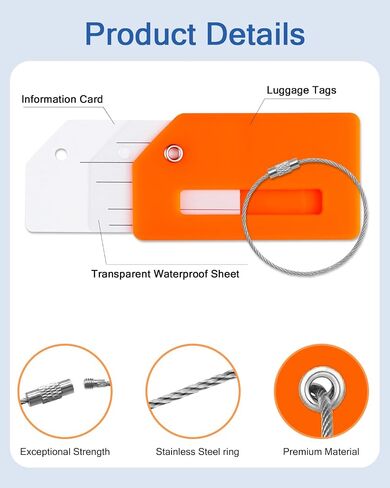 Silicone Luggage Tags, 6 Pack Teskyer Premium Luggage Tags with Name ID Card, Privacy Protection Travel Bag Tag Labels with Stainless Steel Loop, Travel Accessories for Suitcases in Saudi Arabia