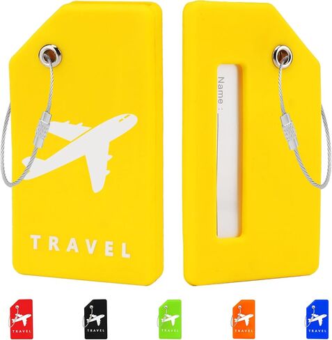 Silicone Luggage Tags, 6 Pack Teskyer Premium Luggage Tags with Name ID Card, Privacy Protection Travel Bag Tag Labels with Stainless Steel Loop, Travel Accessories for Suitcases in Saudi Arabia