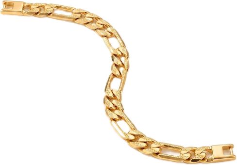 18K Gold 7.5 Inch Hollow Cuban Bracelet Snap Clasp Non-Tarnish Bright Gold Cutout Chain for Easy Wear No Fall Off in Kuwait