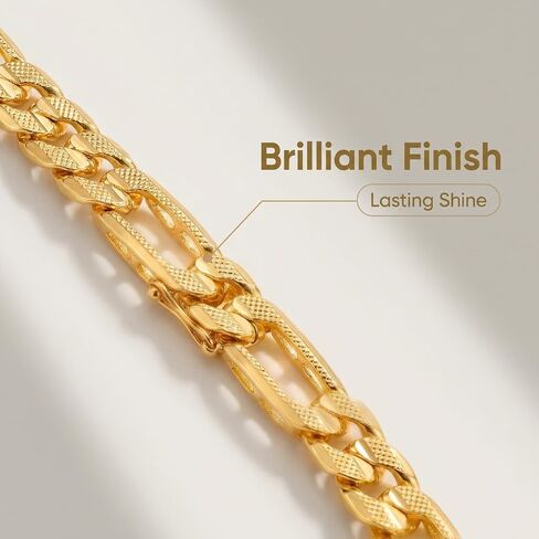 18K Gold 7.5 Inch Hollow Cuban Bracelet Snap Clasp Non-Tarnish Bright Gold Cutout Chain for Easy Wear No Fall Off in Kuwait
