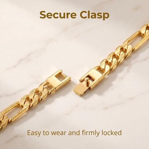 18K Gold 7.5 Inch Hollow Cuban Bracelet Snap Clasp Non-Tarnish Bright Gold Cutout Chain for Easy Wear No Fall Off in Kuwait