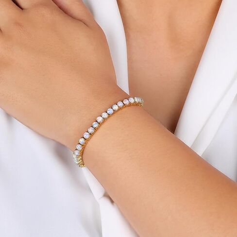 Mint & Lily Blue Opal Tennis Bracelet – 18K Gold Plated Opal Bracelet for Women – Never Fades, Rust or Tarnish in Saudi Arabia