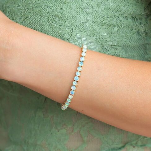 Mint & Lily Blue Opal Tennis Bracelet – 18K Gold Plated Opal Bracelet for Women – Never Fades, Rust or Tarnish in Saudi Arabia