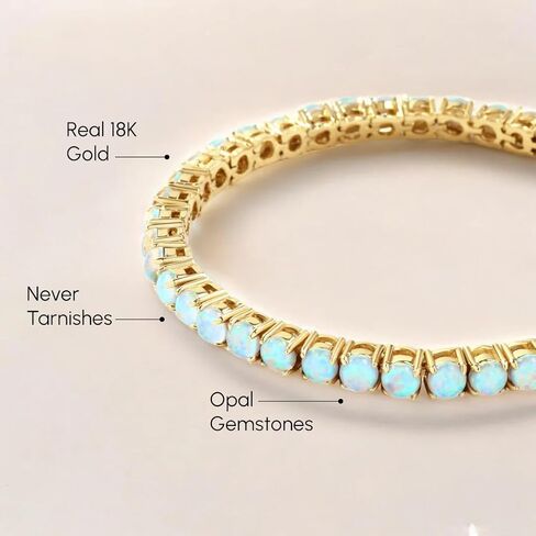 Mint & Lily Blue Opal Tennis Bracelet – 18K Gold Plated Opal Bracelet for Women – Never Fades, Rust or Tarnish in Saudi Arabia