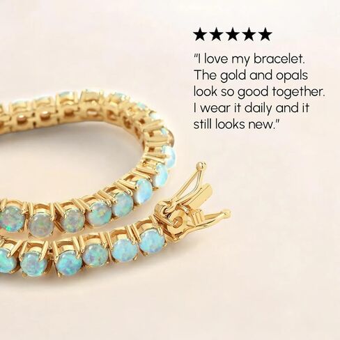 Mint & Lily Blue Opal Tennis Bracelet – 18K Gold Plated Opal Bracelet for Women – Never Fades, Rust or Tarnish in Saudi Arabia