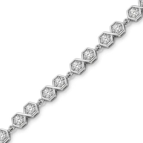 Fine Color Jewels Zircon Tennis Bracelet 925 Sterling Silver Round White Zircon Gemstone Bracelet Tennis Design Polished Finish Secure Clasp Classic Style in Saudi Arabia