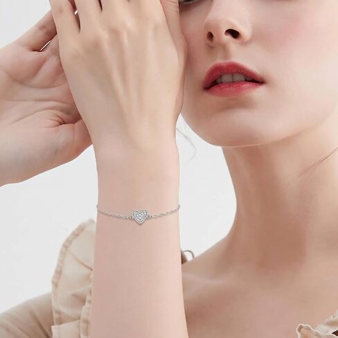 Heart Bracelet Set, Friendship Bracelets for Women, Mothers Day Gifts for Mom, Dainty Link Chain Adjustable Jewelry Gifts for Best Friend Soulmate Grandma in Kuwait