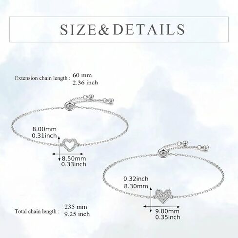 Heart Bracelet Set, Friendship Bracelets for Women, Mothers Day Gifts for Mom, Dainty Link Chain Adjustable Jewelry Gifts for Best Friend Soulmate Grandma in Kuwait