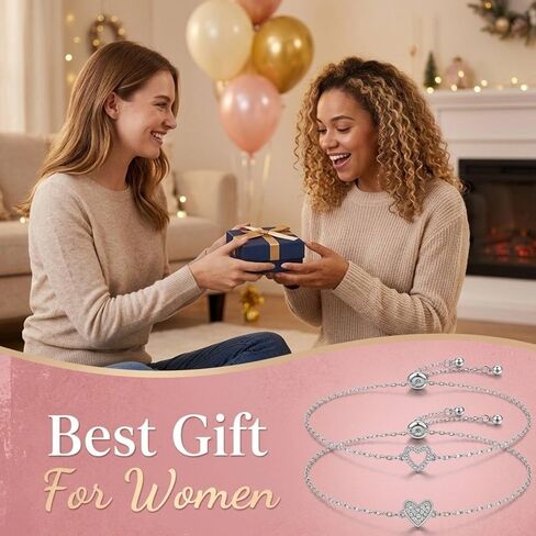Heart Bracelet Set, Friendship Bracelets for Women, Mothers Day Gifts for Mom, Dainty Link Chain Adjustable Jewelry Gifts for Best Friend Soulmate Grandma in Kuwait