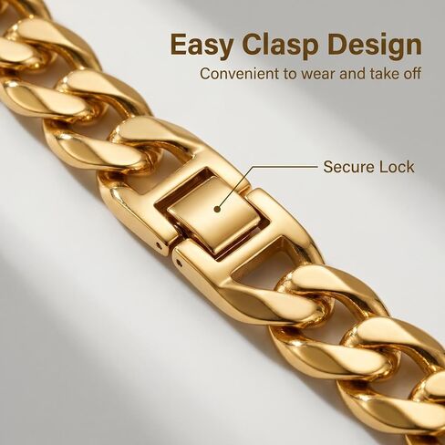 18K Gold Double Cuban Chain Bracelet 7.8 Inch | Dainty Hollow Link, Wrist Jewelry, For Daily Work Party, Costume Accessory in Saudi Arabia