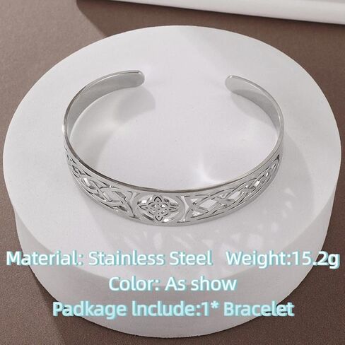 GAUEIOUR Stainless Steel Witchcraft Witch Knot Cuff Bangle,Witch Return-Knot Original Celtic Trinity Open Adjustable Promise Protection Bracelet,Pagan Symbols Irish Protection Amulet Good Luck Jewelry in Saudi Arabia