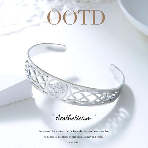 GAUEIOUR Stainless Steel Witchcraft Witch Knot Cuff Bangle,Witch Return-Knot Original Celtic Trinity Open Adjustable Promise Protection Bracelet,Pagan Symbols Irish Protection Amulet Good Luck Jewelry in Saudi Arabia