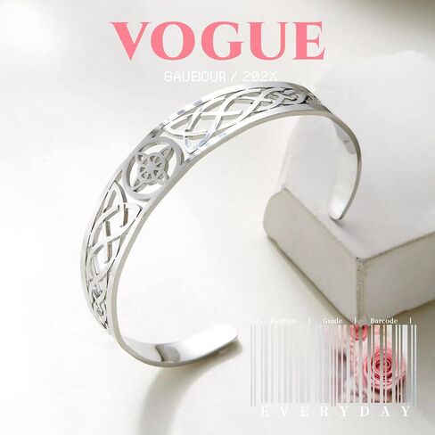 GAUEIOUR Stainless Steel Witchcraft Witch Knot Cuff Bangle,Witch Return-Knot Original Celtic Trinity Open Adjustable Promise Protection Bracelet,Pagan Symbols Irish Protection Amulet Good Luck Jewelry in Saudi Arabia