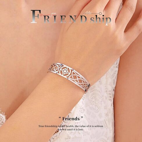 GAUEIOUR Stainless Steel Witchcraft Witch Knot Cuff Bangle,Witch Return-Knot Original Celtic Trinity Open Adjustable Promise Protection Bracelet,Pagan Symbols Irish Protection Amulet Good Luck Jewelry in Saudi Arabia