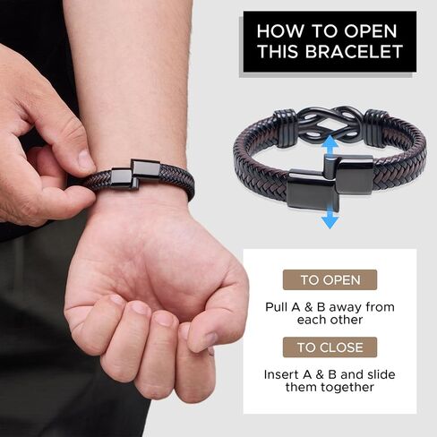 Christmas Gift For Dad From Daughter - Kont Bracelets For Men Lettering Love You Forever Brown Braided Leather Stainless Steel Infinity Bracelets Dad Birthday Gifts From Daughter in Saudi Arabia
