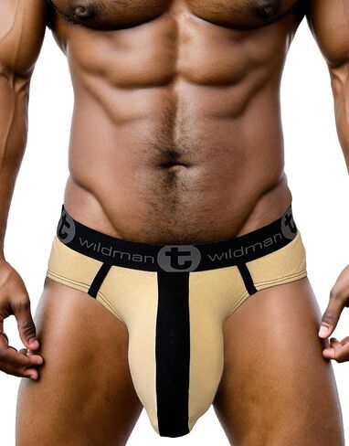 Wildmant Monster Cock Cotton Brief with Stripe Tan in Saudi Arabia