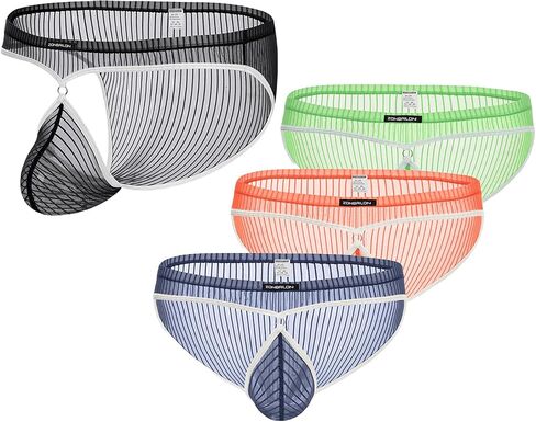 Mens Mesh Underwear Sexy See Through Briefs Sheer Cheeky Pouch Silk Breathable Pack Fishnet lingerie Stripe Panties in Saudi Arabia