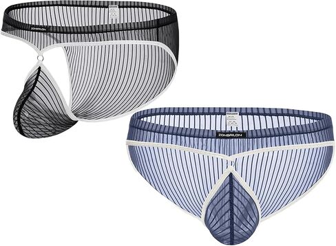 Mens Mesh Underwear Sexy See Through Briefs Sheer Cheeky Pouch Silk Breathable Pack Fishnet lingerie Stripe Panties in Saudi Arabia