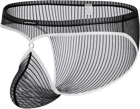 Mens Mesh Underwear Sexy See Through Briefs Sheer Cheeky Pouch Silk Breathable Pack Fishnet lingerie Stripe Panties in Saudi Arabia