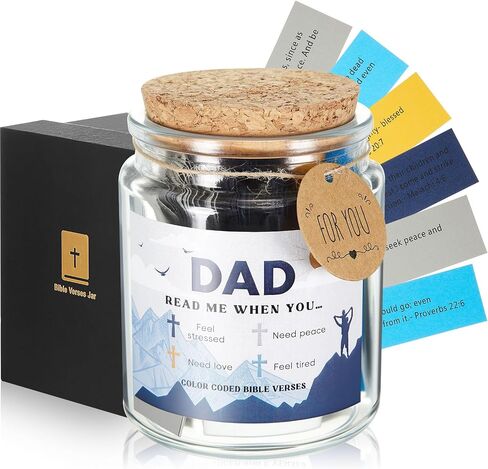 Funnymoom Father's Day Bible Verse Jar with 100 Bible Verse, Christian Gifts for Adult, Prayer Jar for Emotions and Feelings, Birthday Religious Graduation Gift Inspirational Presents for Family in Kuwait
