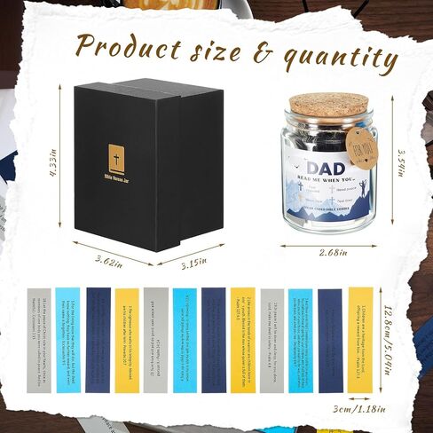Funnymoom Father's Day Bible Verse Jar with 100 Bible Verse, Christian Gifts for Adult, Prayer Jar for Emotions and Feelings, Birthday Religious Graduation Gift Inspirational Presents for Family in Kuwait