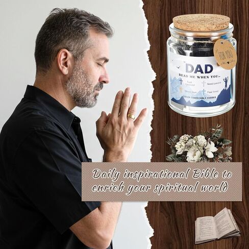 Funnymoom Father's Day Bible Verse Jar with 100 Bible Verse, Christian Gifts for Adult, Prayer Jar for Emotions and Feelings, Birthday Religious Graduation Gift Inspirational Presents for Family in Kuwait