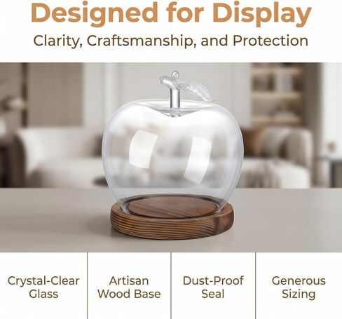 TOYANDONA Apple Dome Cover - Clear Cloche Showcase Round Apple Glass Display Dome Cloche for Preserved Flowershome Accessory, Display Collectibles, Valentine's Day Rose Plant Medal in Kuwait
