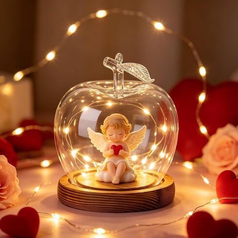 TOYANDONA Apple Dome Cover - Clear Cloche Showcase Round Apple Glass Display Dome Cloche for Preserved Flowershome Accessory, Display Collectibles, Valentine's Day Rose Plant Medal in Kuwait