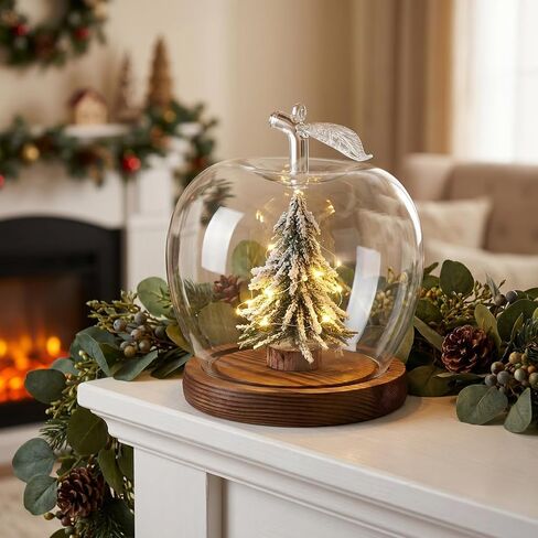 TOYANDONA Apple Dome Cover - Clear Cloche Showcase Round Apple Glass Display Dome Cloche for Preserved Flowershome Accessory, Display Collectibles, Valentine's Day Rose Plant Medal in Kuwait
