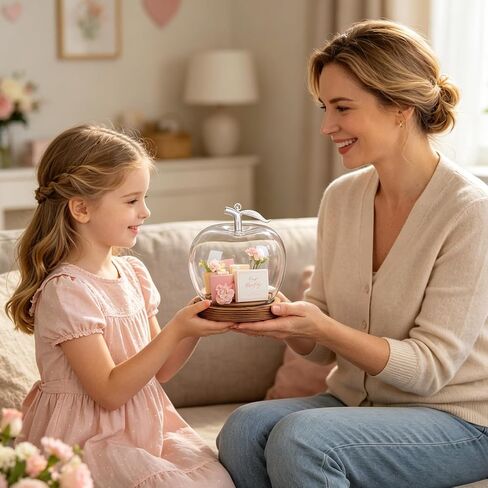 TOYANDONA Apple Dome Cover - Clear Cloche Showcase Round Apple Glass Display Dome Cloche for Preserved Flowershome Accessory, Display Collectibles, Valentine's Day Rose Plant Medal in Kuwait