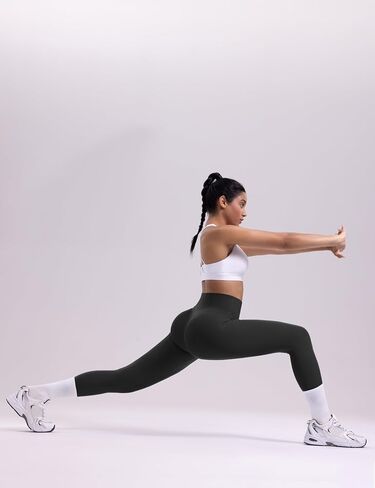POSHDIVAH Mysticsculpt Creamlift Yoga Leggings - 25" Double-Layer No Front Seam Scrunch High Waisted Workout Gym Booty Pants in Kuwait