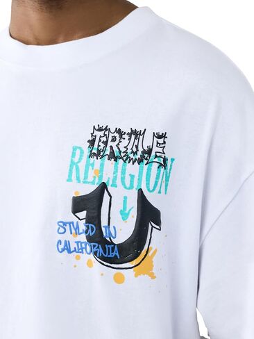 True Religion Men’s Concert Buddha Oversized Tee – 100% Cotton, Oversized Fit, Graphic T-Shirt in Kuwait