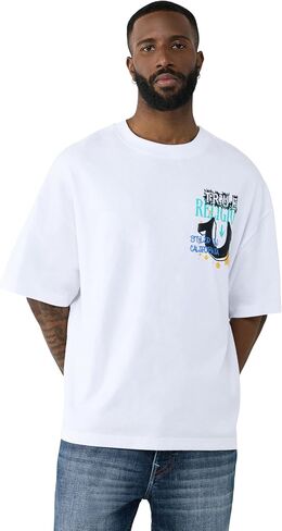 True Religion Men’s Concert Buddha Oversized Tee – 100% Cotton, Oversized Fit, Graphic T-Shirt in Kuwait