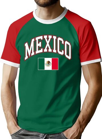 قمصان ELDPS Mexico للرجال: تي شيرت علم المكسيك مطبوع عليه حروف المكسيك تي شيرت كاجوال بأكمام قصيرة in Kuwait