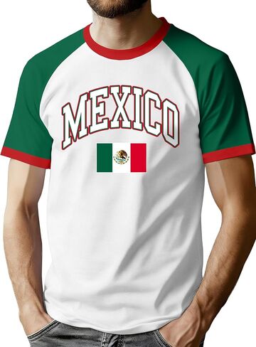 قمصان ELDPS Mexico للرجال: تي شيرت علم المكسيك مطبوع عليه حروف المكسيك تي شيرت كاجوال بأكمام قصيرة in Kuwait