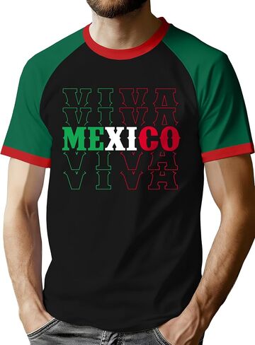 قمصان ELDPS Mexico للرجال: تي شيرت علم المكسيك مطبوع عليه حروف المكسيك تي شيرت كاجوال بأكمام قصيرة in Kuwait
