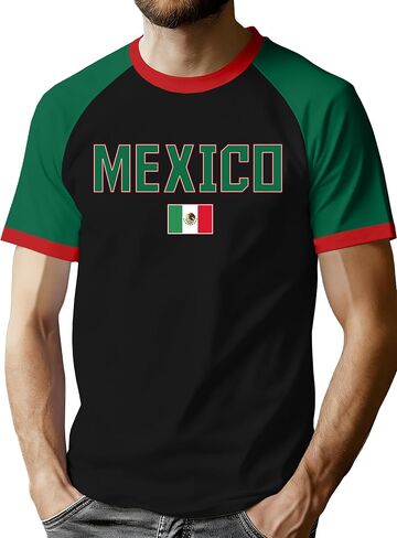 قمصان ELDPS Mexico للرجال: تي شيرت علم المكسيك مطبوع عليه حروف المكسيك تي شيرت كاجوال بأكمام قصيرة in Kuwait