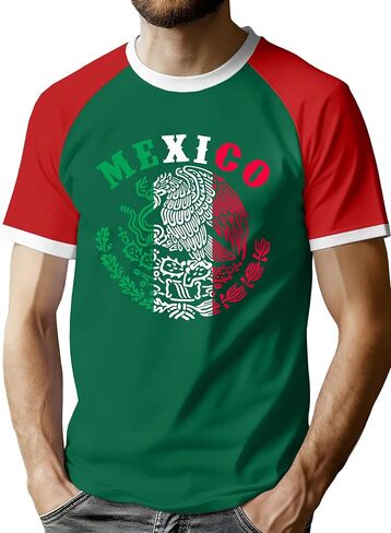 قمصان ELDPS Mexico للرجال: تي شيرت علم المكسيك مطبوع عليه حروف المكسيك تي شيرت كاجوال بأكمام قصيرة in Kuwait