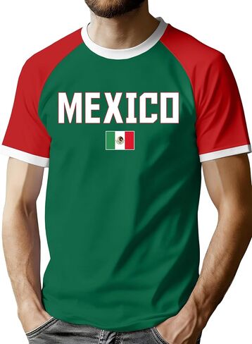 قمصان ELDPS Mexico للرجال: تي شيرت علم المكسيك مطبوع عليه حروف المكسيك تي شيرت كاجوال بأكمام قصيرة in Kuwait