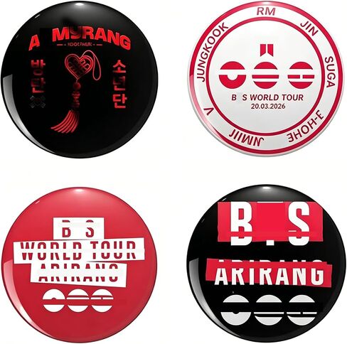 Arirang Fans Pins 2.3'' Badge Button Pins Army World Tour Accessory 4 Pcs Novelty Unique Pins for Bags Jacket Caps Clothing Strap in Saudi Arabia