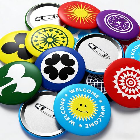 10-200 Custom Pins – Personalized Button Pins with Photo, Logo or Text – 1.8" / 2.3" for Events, Campaigns & Memorials Gifts in Saudi Arabia