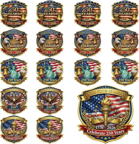 20 Pcs USA 250th Anniversary Commemorative Pins – American Flag Eagle Patriotic Veteran Lapel Brooch for 250 Years of Freedom Independence Day Merchandise Gift Bulk in Saudi Arabia