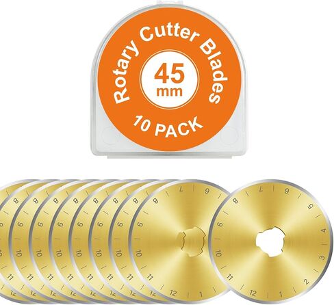 Titanium Coated 10 Packs 45mm Rotary Cutter Blades 45mm Quilting supplies Rotary Cutter Blades for fabric by SSPONT, compatible with OLFA,Fiskars,Mr.Pen,DAFA,Truecut etc. Sharp and Durable in Kuwait