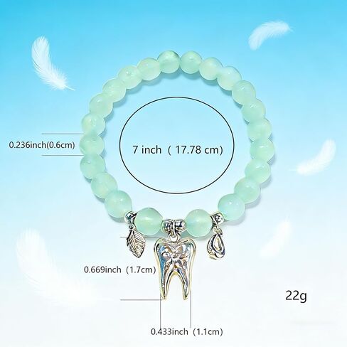 Dentist Gift for Women, Dental Hygienist & Assistant Bracelet – Green Stone Tooth Charm Jewelry for Appreciation, Graduation & Birthday in Saudi Arabia