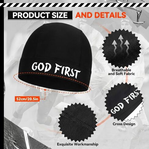 6 Pcs Fathers Day Church Gift for Men Christian Skull Cap for Football God First Breathable Brimless Thin Running Hat Sweat Wicking Cap for Baseball Sport Sleep Cycling Cap Athletic Beanie(Black,God) in Saudi Arabia