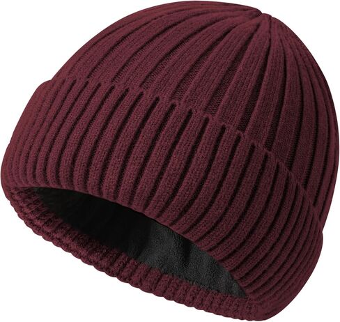 Winter Beanie Hat for Men Women,Fleece Lined Fisherman Beanies,Cold Weather Thick Warm Knit Cuffed Skull Cap in Saudi Arabia