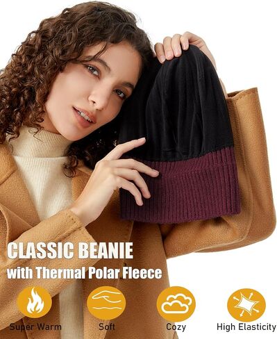 Winter Beanie Hat for Men Women,Fleece Lined Fisherman Beanies,Cold Weather Thick Warm Knit Cuffed Skull Cap in Saudi Arabia