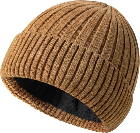 Winter Beanie Hat for Men Women,Fleece Lined Fisherman Beanies,Cold Weather Thick Warm Knit Cuffed Skull Cap in Saudi Arabia